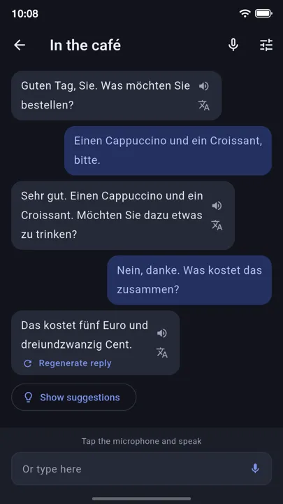 Chat with the conversation partner